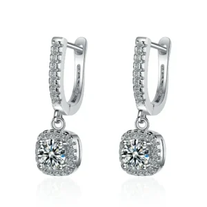 Korean Style Earrings Moissanite Huggie Hoop Earring for Women 925 Sterling Silver Dainty Hoop Dangle Earring Fine Jewelry
